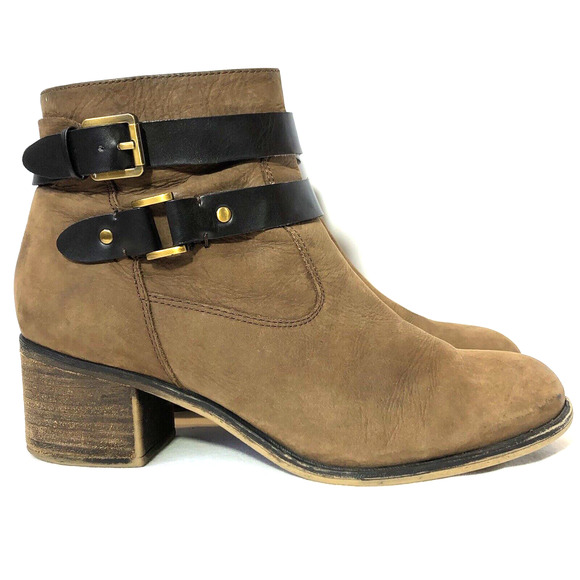 Franco Sarto Shoes - Franco Sarto Linden 2 Womens 11 Ankle Boot Brown Leather Bootie Strap Buckle